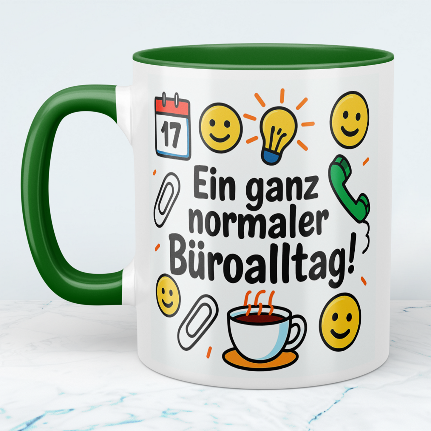 Lustige humorvolle Kaffee - Tasse für Arbeitskollegen: Ein ganz normaler Büroalltag!