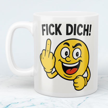 Lustige Tasse mit Spruch „Fick Dich!“ – Freches Geschenk für Arbeit & Freunde