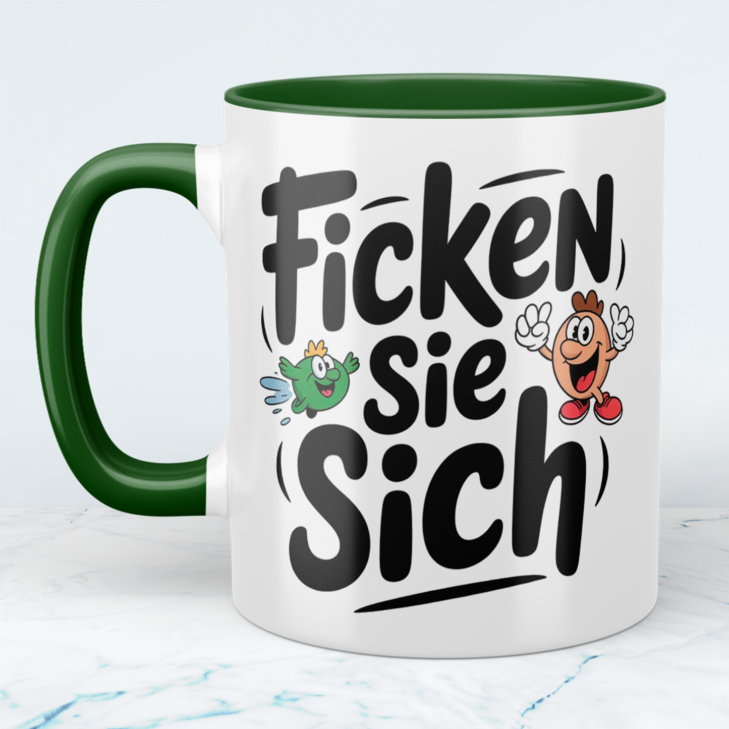 Lustige bedruckte Tasse mit Spruch: Ficken Sie sich! - Perfektes Geschenk für Kollegen und Freunde