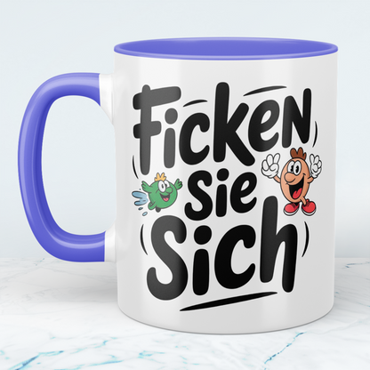Lustige bedruckte Tasse mit Spruch: Ficken Sie sich! - Perfektes Geschenk für Kollegen und Freunde