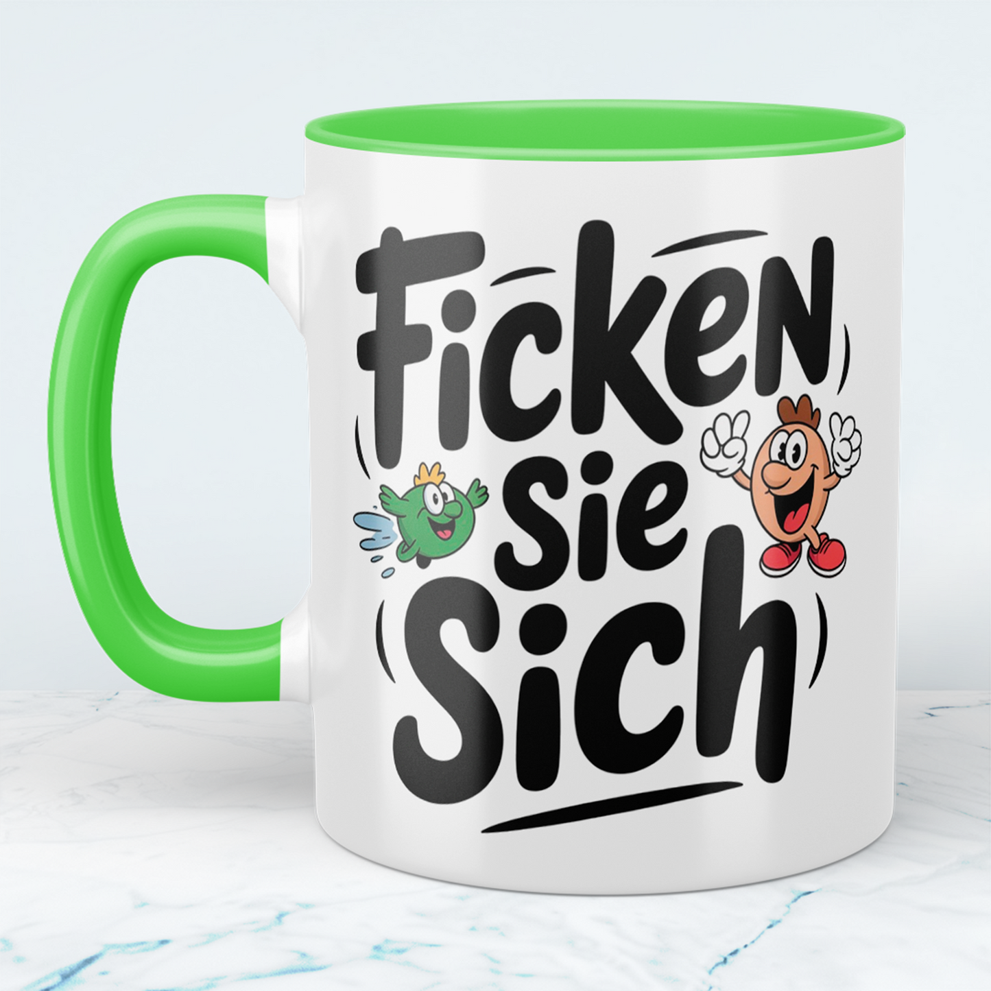 Lustige bedruckte Tasse mit Spruch: Ficken Sie sich! - Perfektes Geschenk für Kollegen und Freunde