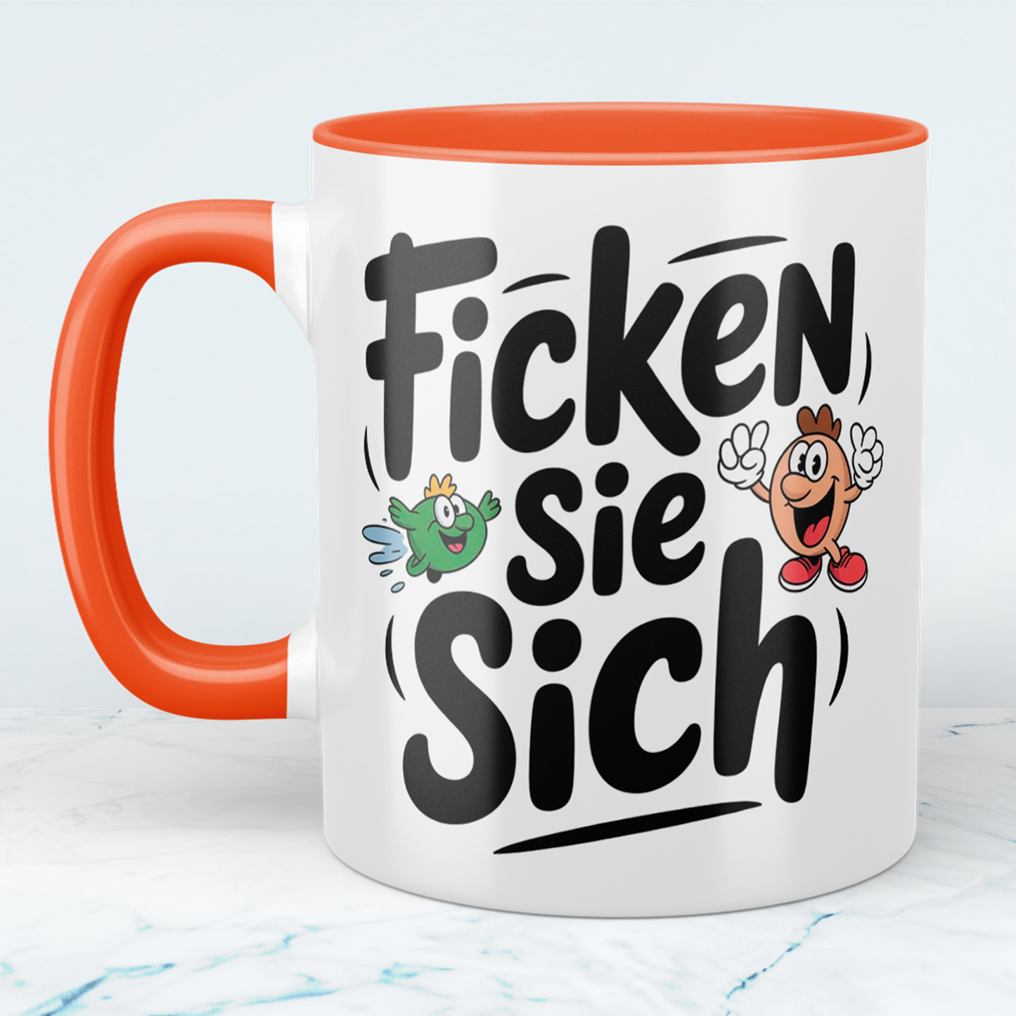 Lustige bedruckte Tasse mit Spruch: Ficken Sie sich! - Perfektes Geschenk für Kollegen und Freunde
