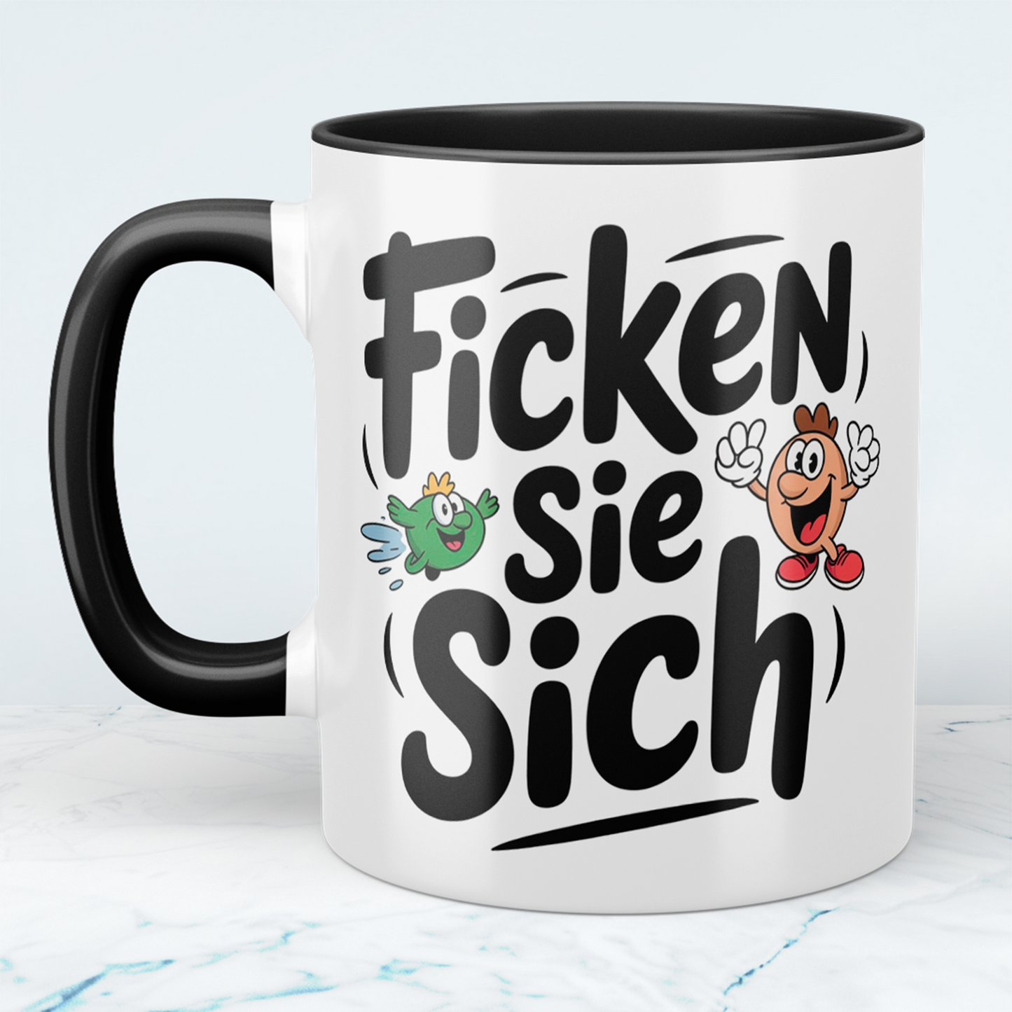 Lustige bedruckte Tasse mit Spruch: Ficken Sie sich! - Perfektes Geschenk für Kollegen und Freunde