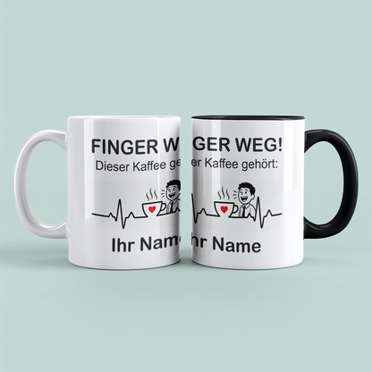 Personalisierte Tasse mit Namen – „Finger weg! Dieser Kaffee gehört [Name]“ – Geschenk für Freunde & Kollegen