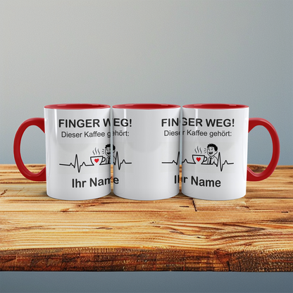 Personalisierte Tasse mit Namen – „Finger weg! Dieser Kaffee gehört [Name]“ – Geschenk für Freunde & Kollegen