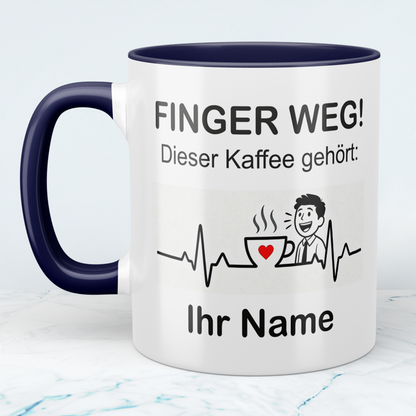Personalisierte Tasse mit Namen – „Finger weg! Dieser Kaffee gehört [Name]“ – Geschenk für Freunde & Kollegen