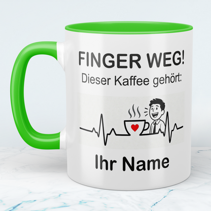 Personalisierte Tasse mit Namen – „Finger weg! Dieser Kaffee gehört [Name]“ – Geschenk für Freunde & Kollegen