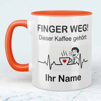 Personalisierte Tasse mit Namen – „Finger weg! Dieser Kaffee gehört [Name]“ – Geschenk für Freunde & Kollegen