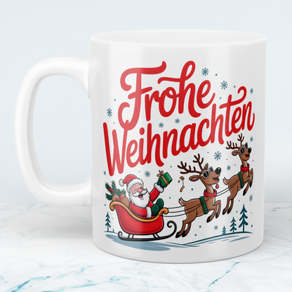 Festliche Weihnachtstasse mit Spruch „Frohe Weihnachten" – ein besonderes Geschenk für die schönste Zeit des Jahres!