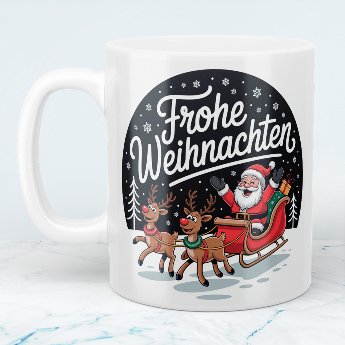 Wunderschöne Weihnachtstasse mit dem Spruch „Frohe Weihnachten“ – ein ideales Geschenk für die Feiertage!