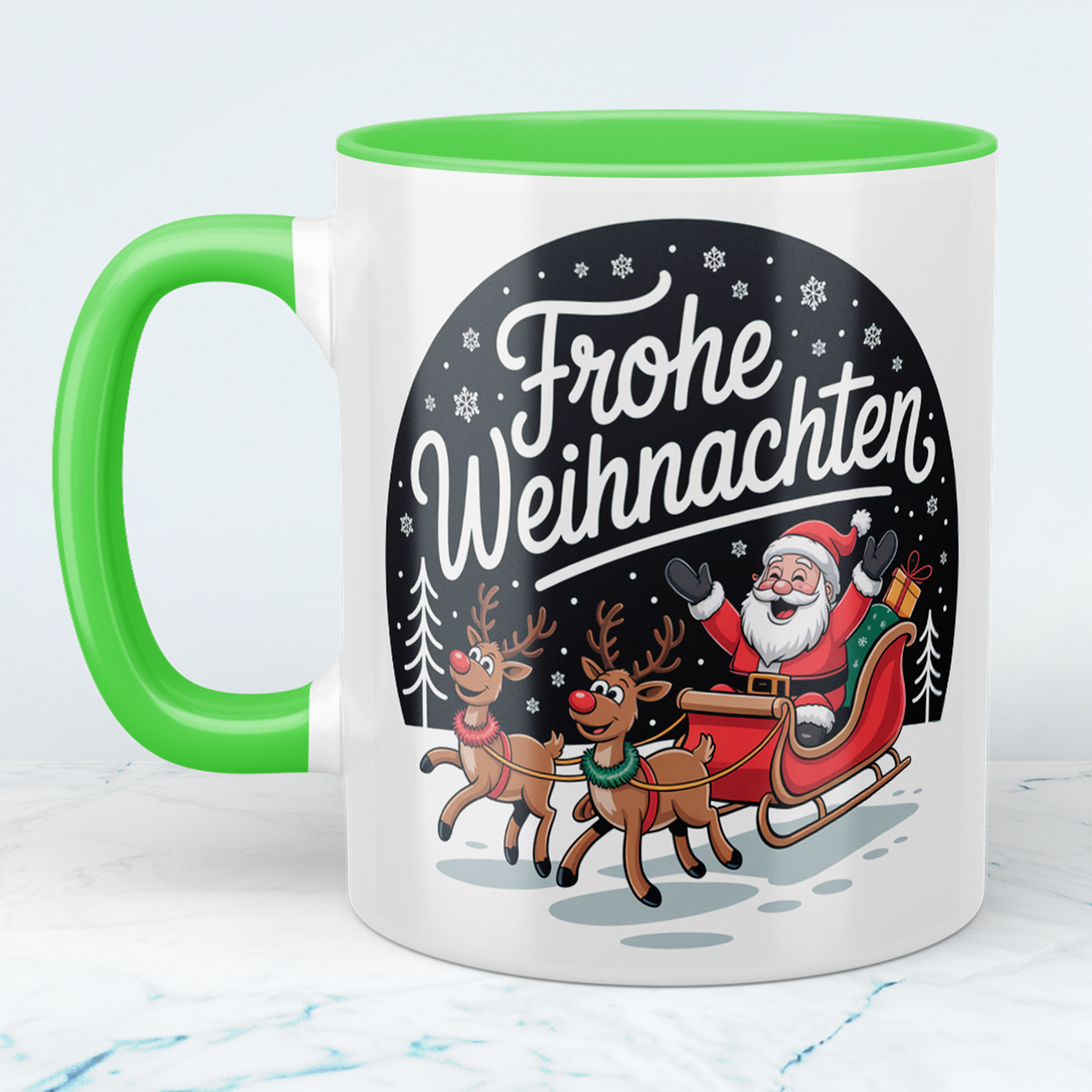 Wunderschöne Weihnachtstasse mit dem Spruch „Frohe Weihnachten“ – ein ideales Geschenk für die Feiertage!