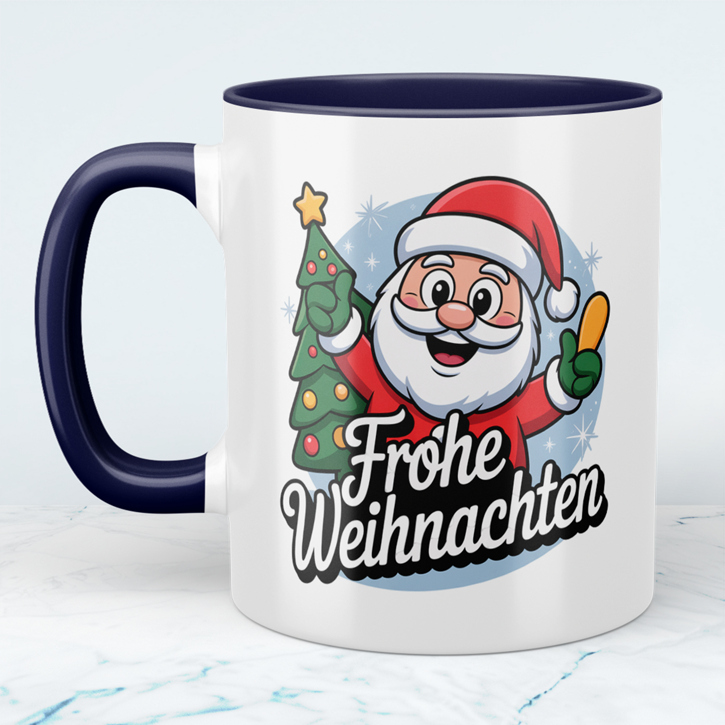 Bedruckte Weihnachtstasse mit Motiv – Frohe Weihnachten, ideale Geschenkidee