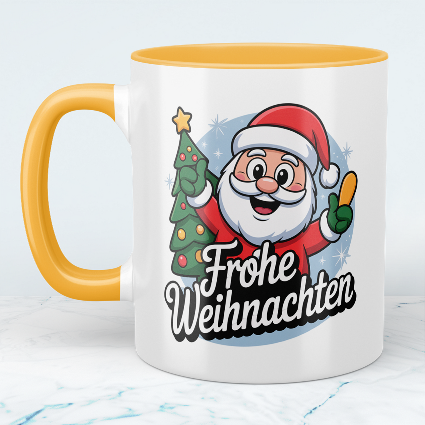 Bedruckte Weihnachtstasse mit Motiv – Frohe Weihnachten, ideale Geschenkidee