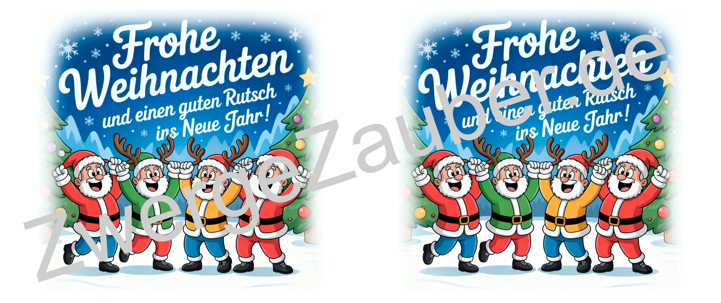 Bedruckte Weihnachtstasse mit Spruch „Frohe Weihnachten und einen guten Rutsch ins neue Jahr!“, Geschenk