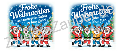 Bedruckte Weihnachtstasse mit Spruch „Frohe Weihnachten und einen guten Rutsch ins neue Jahr!“, Geschenk