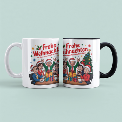 Weihnachtstasse Frohe Weihnachten & guten Rutsch – Geschenkidee für Freunde, Kollegen, Büro & Teams!