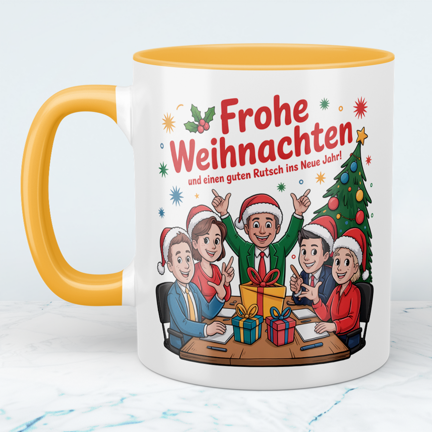 Weihnachtstasse Frohe Weihnachten & guten Rutsch – Geschenkidee für Freunde, Kollegen, Büro & Teams!