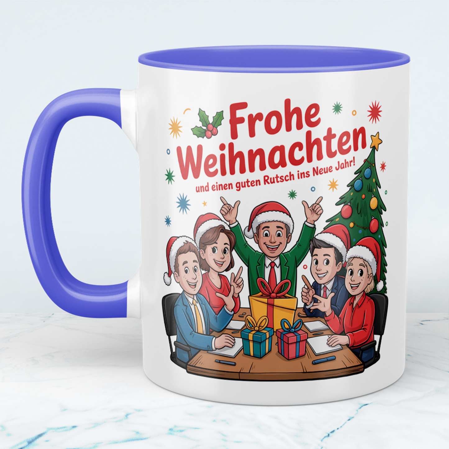Weihnachtstasse Frohe Weihnachten & guten Rutsch – Geschenkidee für Freunde, Kollegen, Büro & Teams!