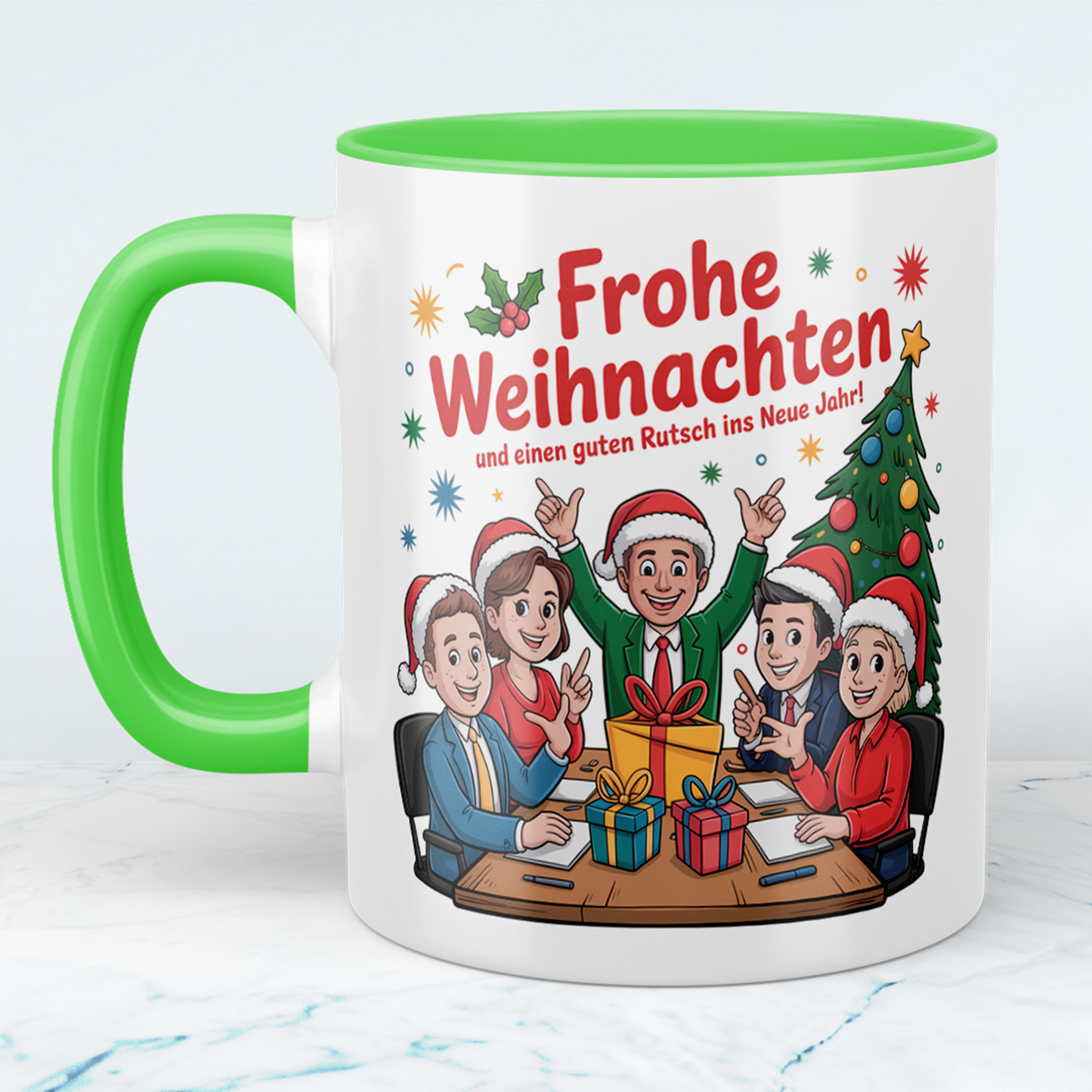 Weihnachtstasse Frohe Weihnachten & guten Rutsch – Geschenkidee für Freunde, Kollegen, Büro & Teams!