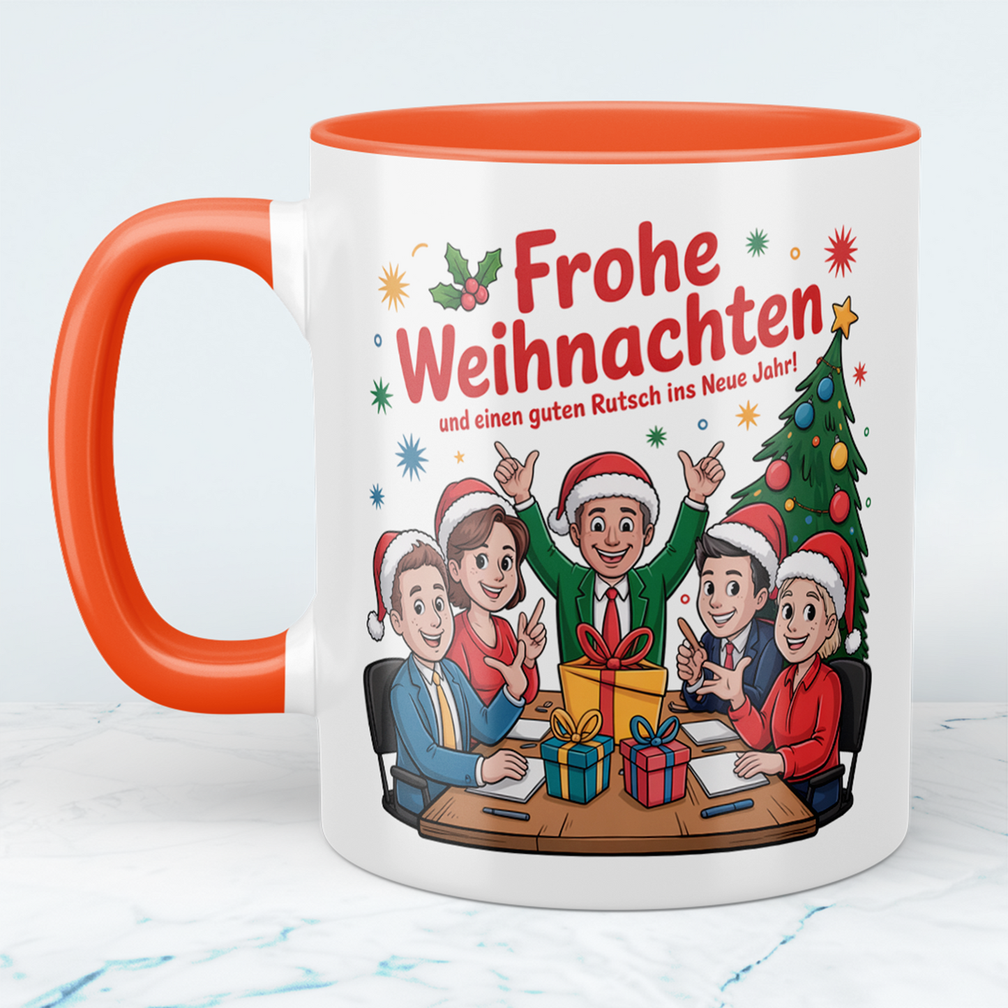 Weihnachtstasse Frohe Weihnachten & guten Rutsch – Geschenkidee für Freunde, Kollegen, Büro & Teams!