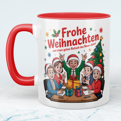 Weihnachtstasse Frohe Weihnachten & guten Rutsch – Geschenkidee für Freunde, Kollegen, Büro & Teams!