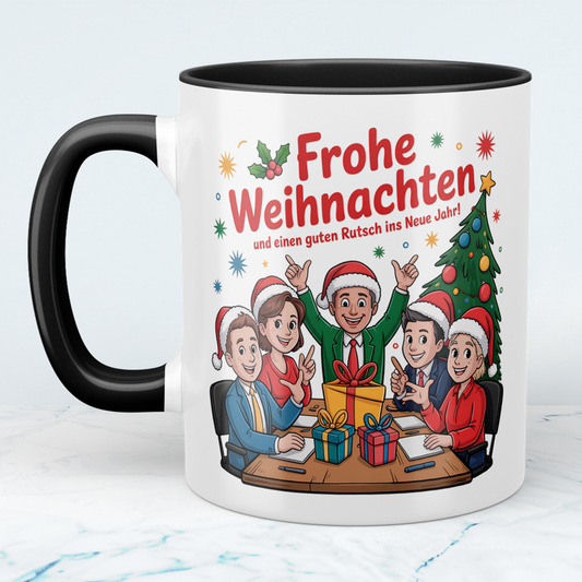 Weihnachtstasse Frohe Weihnachten & guten Rutsch – Geschenkidee für Freunde, Kollegen, Büro & Teams!