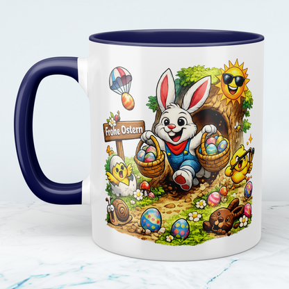 Ostern Tasse „Frohe Ostern“ mit Osterhase & Ostereiern – Oster Geschenk für Kinder & Familie