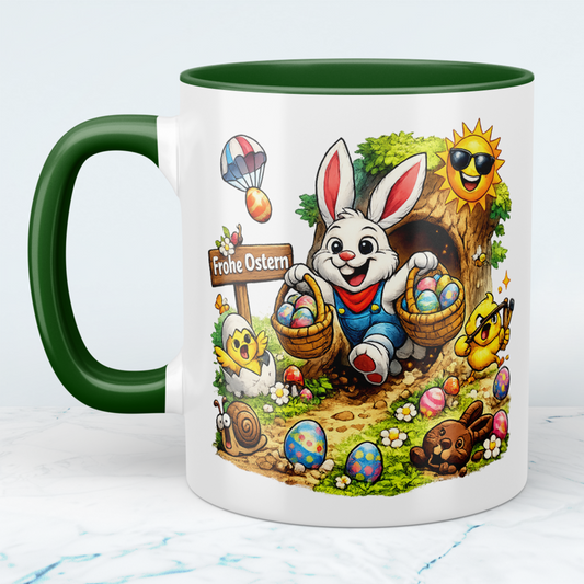 Ostern Tasse „Frohe Ostern“ mit Osterhase & Ostereiern – Oster Geschenk für Kinder & Familie