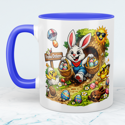 Ostern Tasse „Frohe Ostern“ mit Osterhase & Ostereiern – Oster Geschenk für Kinder & Familie