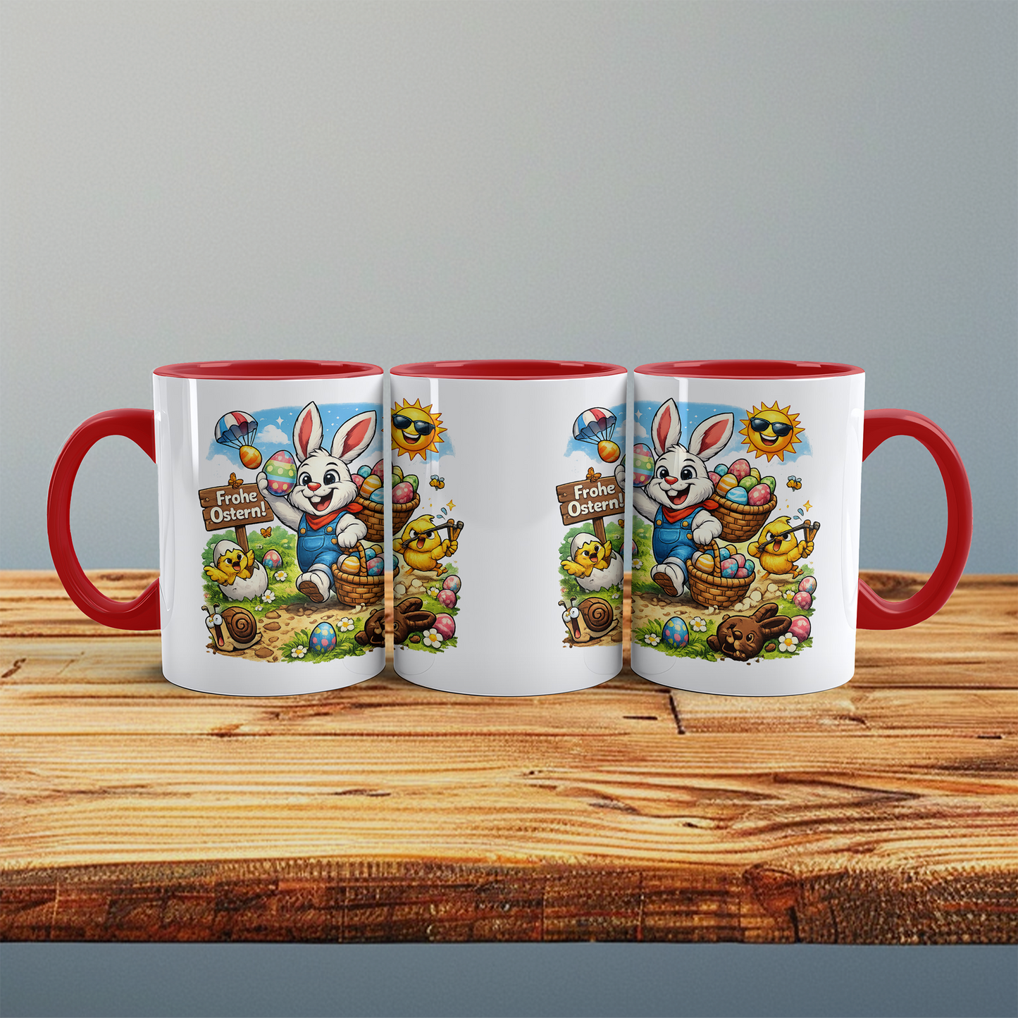 Frohe Ostern Tasse mit Osterhase – Süße Ostertasse mit bunten Eiern – Geschenkidee zu Ostern