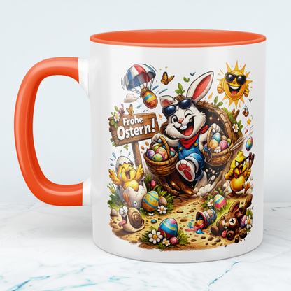 Frohe Ostern Tasse mit Osterhase & Küken – Lustiges Ostergeschenk für Kinder & Familie