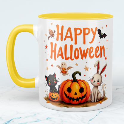 Lustige, bedruckte Tasse für Happy Halloween – Perfektes Geschenk mit fröhlichen Kürbis-Motiven!