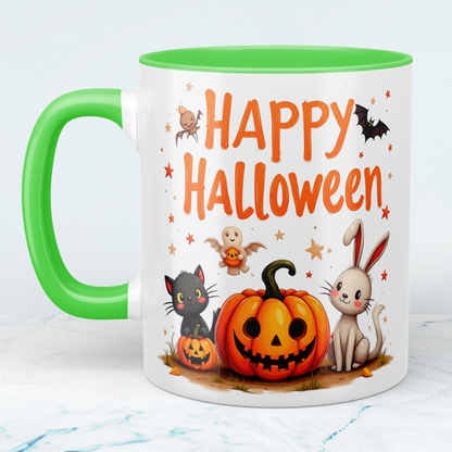 Lustige, bedruckte Tasse für Happy Halloween – Perfektes Geschenk mit fröhlichen Kürbis-Motiven!