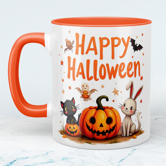 Lustige, bedruckte Tasse für Happy Halloween – Perfektes Geschenk mit fröhlichen Kürbis-Motiven!