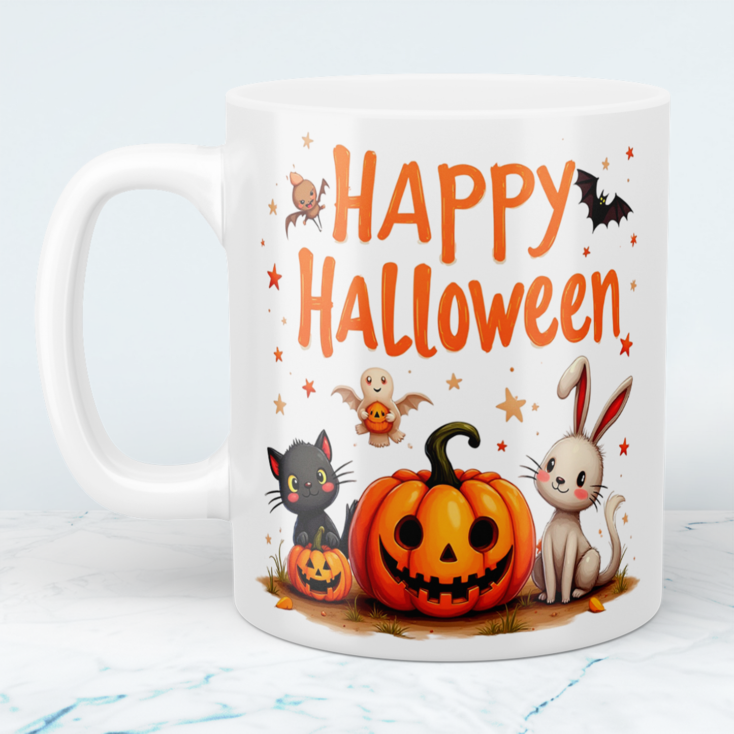 Lustige, bedruckte Tasse für Happy Halloween – Perfektes Geschenk mit fröhlichen Kürbis-Motiven!