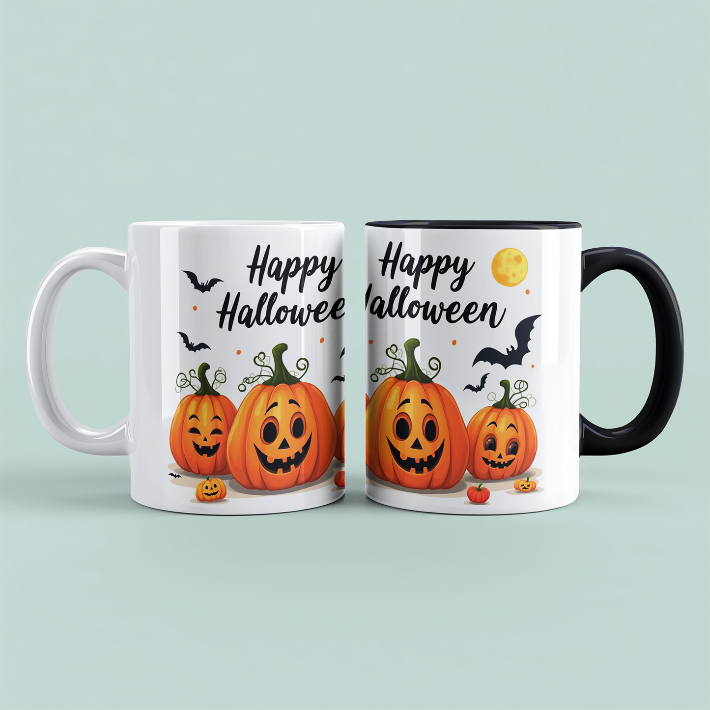 Lustige Happy Halloween Tasse mit tanzenden Kürbissen – Ideales Geschenk für festliche Kaffeepausen!