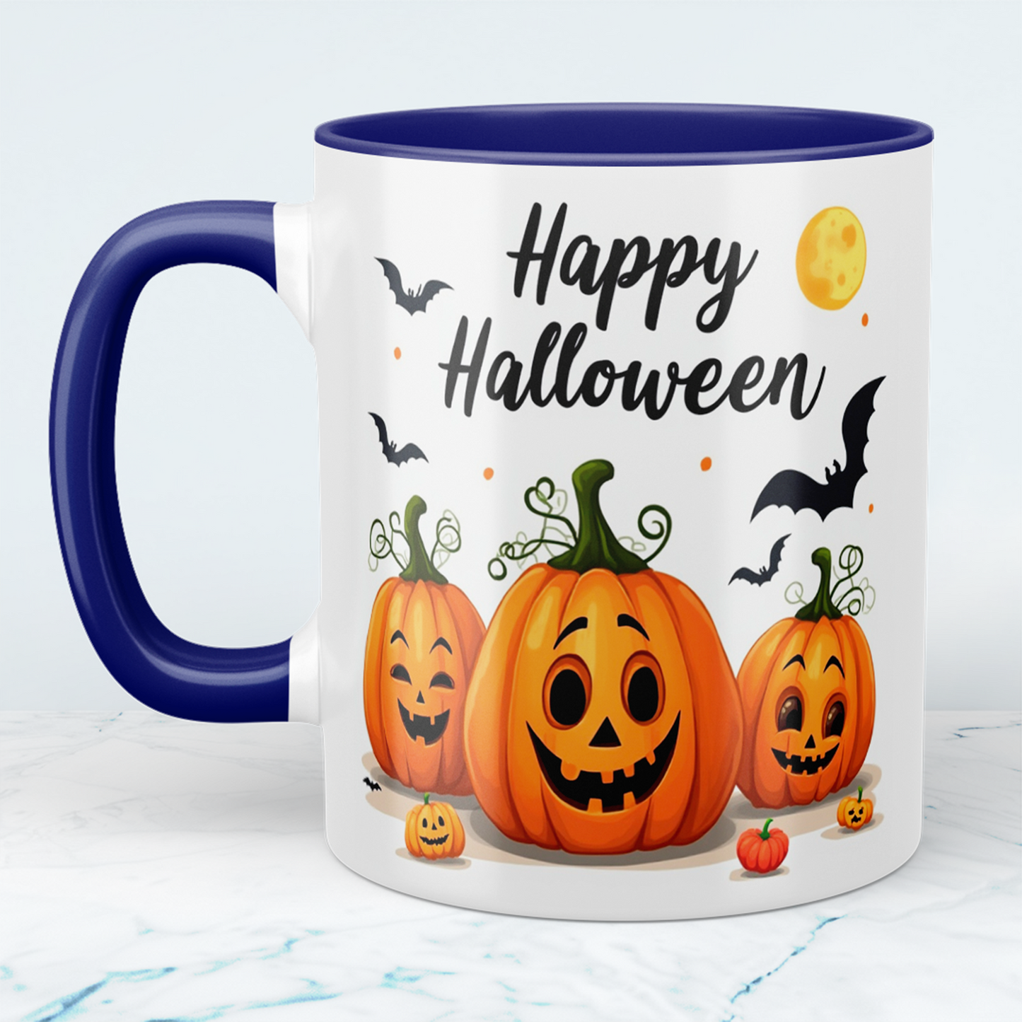 Lustige Happy Halloween Tasse mit tanzenden Kürbissen – Ideales Geschenk für festliche Kaffeepausen!