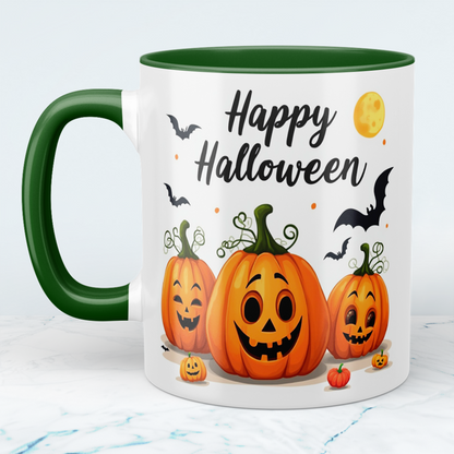 Lustige Happy Halloween Tasse mit tanzenden Kürbissen – Ideales Geschenk für festliche Kaffeepausen!