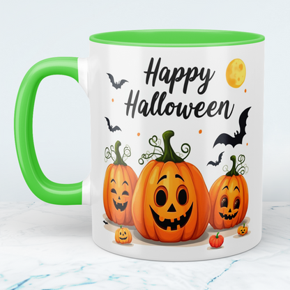 Lustige Happy Halloween Tasse mit tanzenden Kürbissen – Ideales Geschenk für festliche Kaffeepausen!