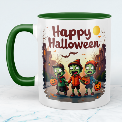 Gruselige Figuren Halloween Tasse – Lustiges, bedrucktes Geschenk für Fans des Schauer-Quirk