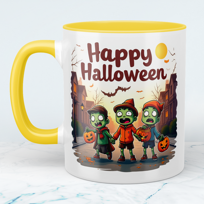 Gruselige Figuren Halloween Tasse – Lustiges, bedrucktes Geschenk für Fans des Schauer-Quirk