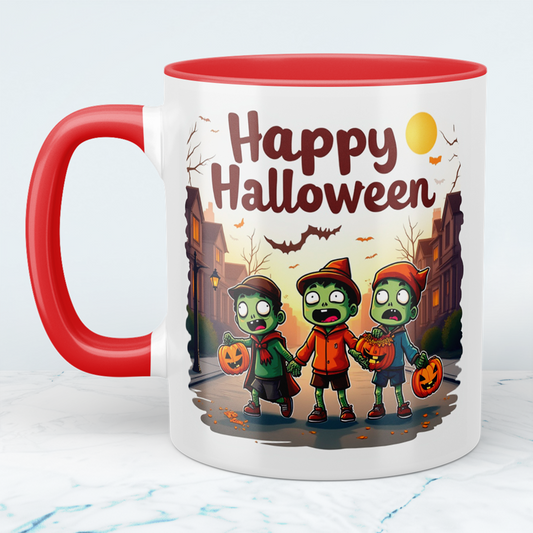 Gruselige Figuren Halloween Tasse – Lustiges, bedrucktes Geschenk für Fans des Schauer-Quirk