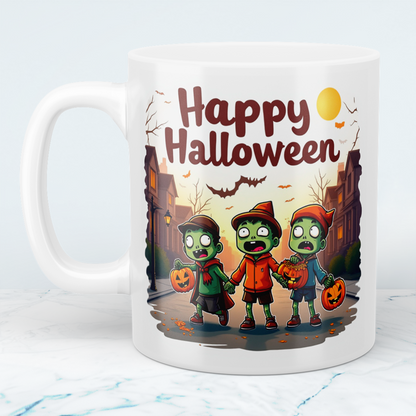 Gruselige Figuren Halloween Tasse – Lustiges, bedrucktes Geschenk für Fans des Schauer-Quirk