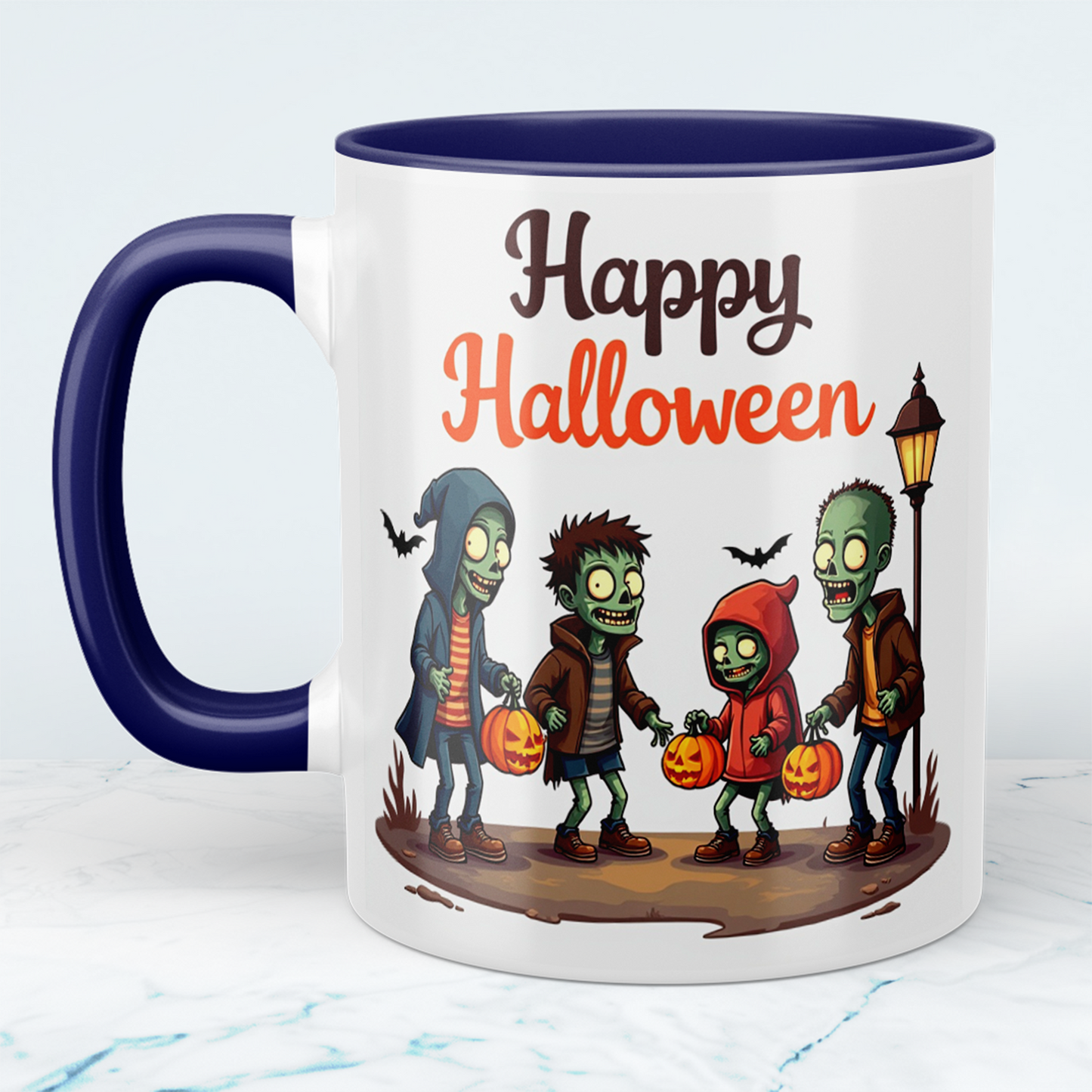 Lustige Happy Halloween Tasse – Bedruckte mit gruseligen Figuren, perfekt als Geschenk für Halloween-Fans!