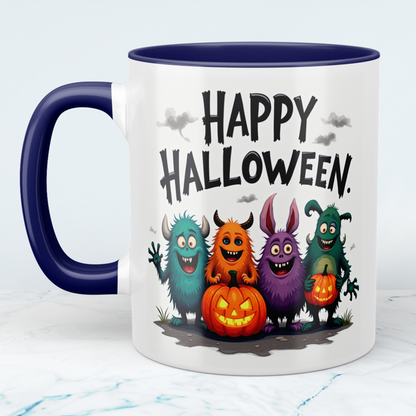 Lustige, bedruckte Tasse mit humorvollen Wesen – Perfektes Geschenk für ein fröhliches Happy Halloween!
