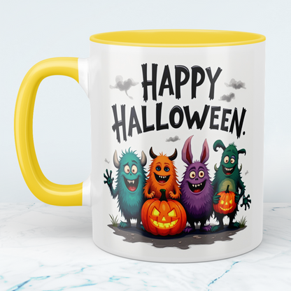 Lustige, bedruckte Tasse mit humorvollen Wesen – Perfektes Geschenk für ein fröhliches Happy Halloween!
