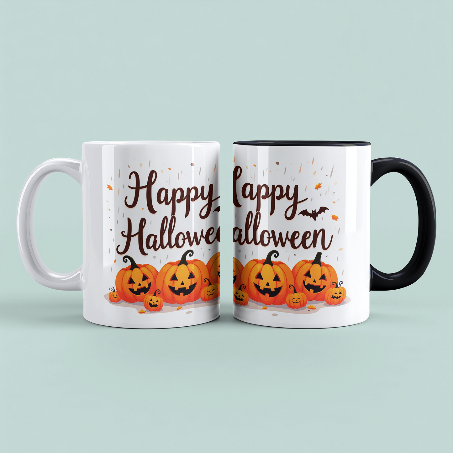 Lustige, bedruckte Tasse mit lachenden Kürbissen – Perfektes Geschenk für ein fröhliches Happy Halloween!