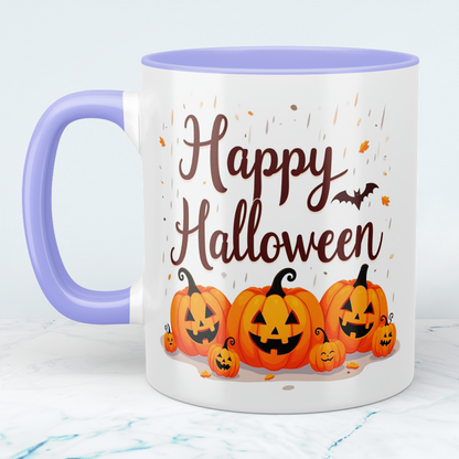 Lustige, bedruckte Tasse mit lachenden Kürbissen – Perfektes Geschenk für ein fröhliches Happy Halloween!