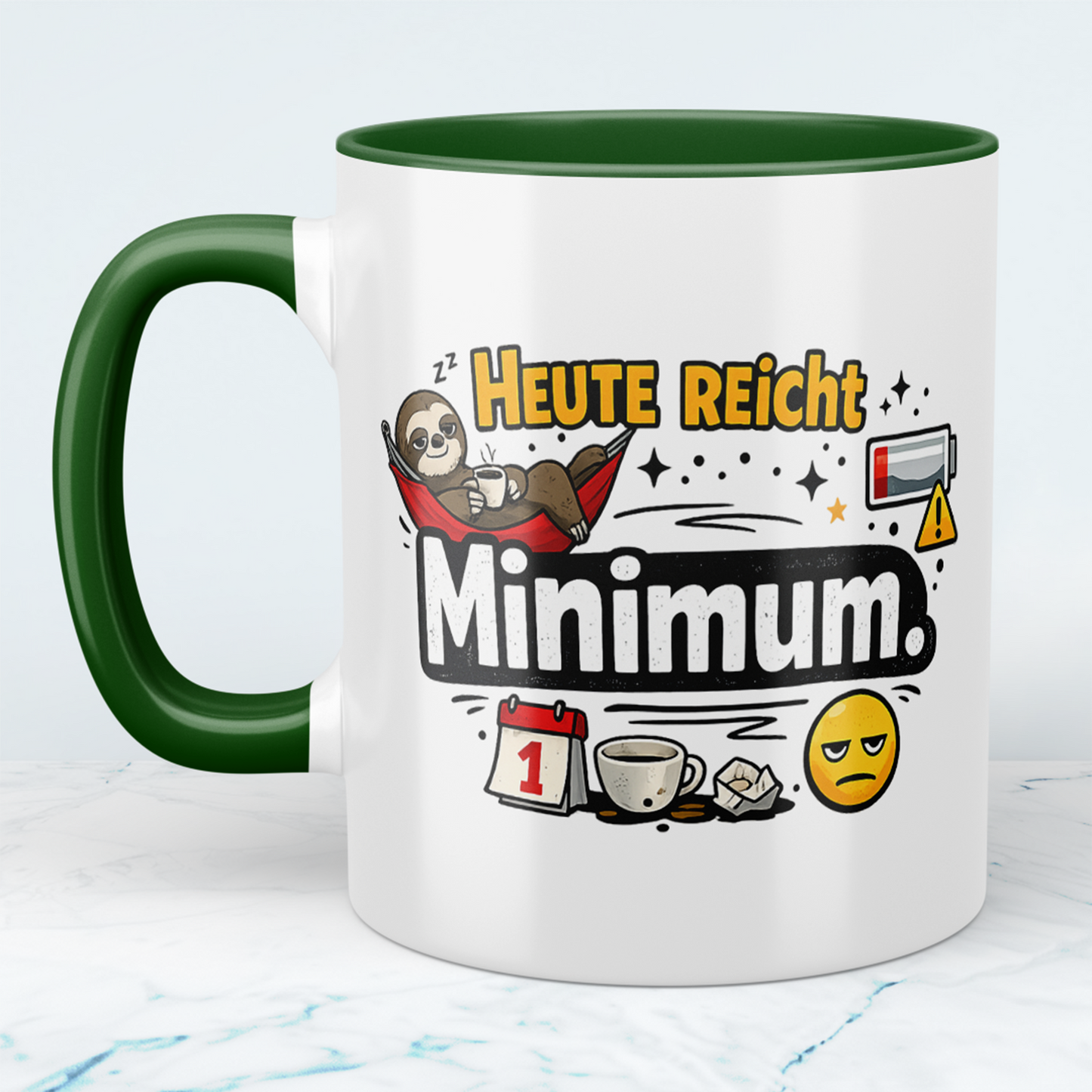 Lustige Tasse „Heute reicht Minimum“ – Sarkastischer Spruch Kaffeebecher Geschenk Büro Humor
