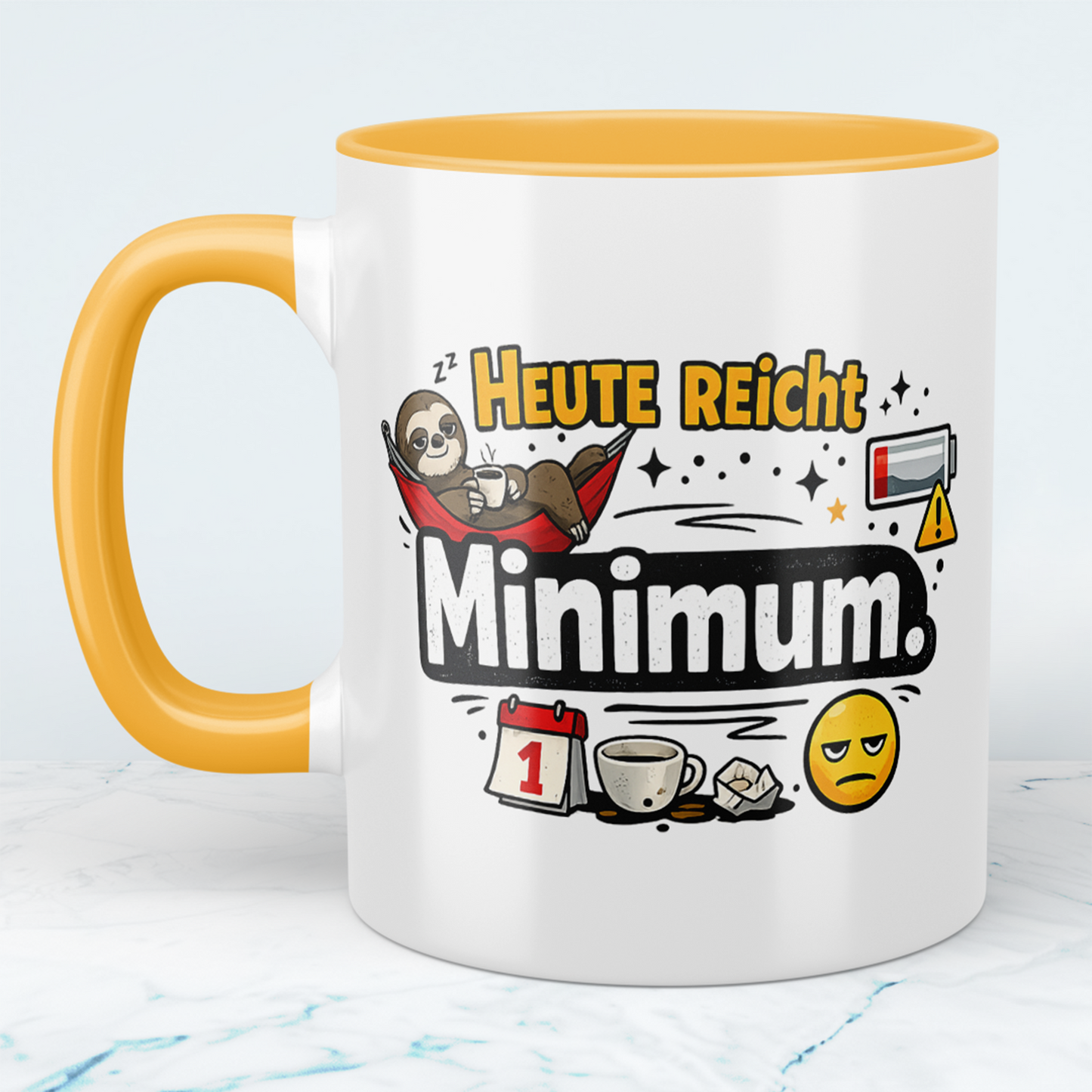 Lustige Tasse „Heute reicht Minimum“ – Sarkastischer Spruch Kaffeebecher Geschenk Büro Humor